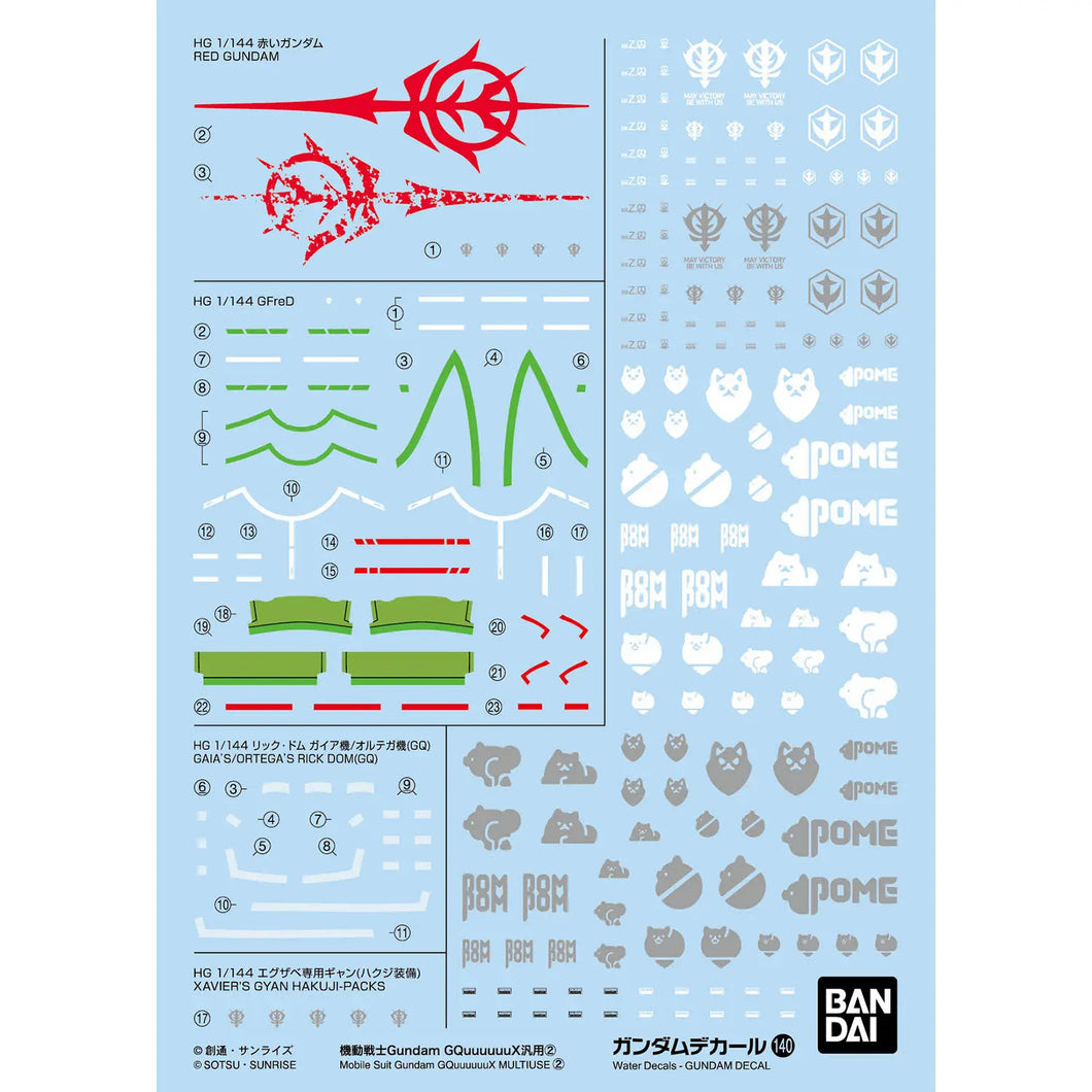 GUNDAM DECAL 140 MOBILE SUIT GUNDAM GQUUUUUUX MULTIUSE 2