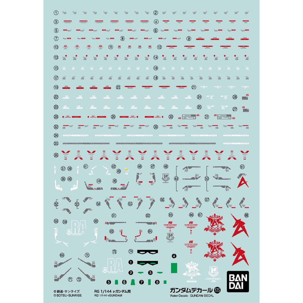 DECAL #125 RG 1/144 NU GUNDAM